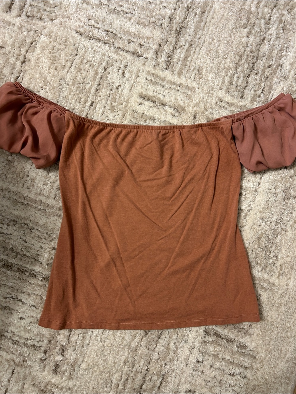 Express Dusty Rose Off Shoulder Puff Sleeve Top Medium